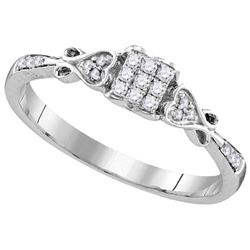 Sterling Silver Womens Princess Natural Diamond Cluster