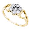 Image 1 : 925 Sterling Silver Yellow 0.10CTW DIAMOND FLOWER RING