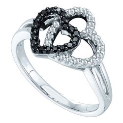 14K White-gold 0.27CTW ROUND WHITE AND BLACK DIAMOND HE