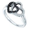 Image 1 : 14K White-gold 0.27CTW ROUND WHITE AND BLACK DIAMOND HE