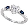 Image 1 : 925 Sterling Silver White 0.10CTW BLUE DIAMOND FASHION