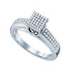 Image 1 : 925 Sterling Silver White 0.25CTW DIAMOND MICRO PAVE RI