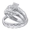 Image 1 : 14KT White Gold 0.09CTW DIAMOND LADIES CLUSTER TRIO SET