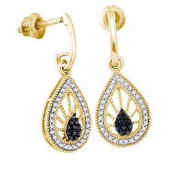 10K Yellow-gold 0.25CT BLACK DIAMOND MICRO-PAVE EARRING