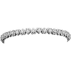 Sterling Silver Womens Round Diamond Heart Tennis Brace