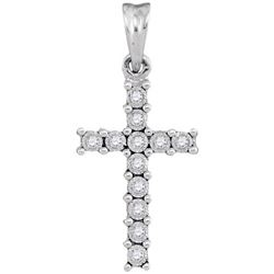 10KT White Gold 0.06CTW DIAMOND CROSS PENDANT