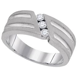 10KT White Gold 0.27CTW DIAMOND MENS FASHION BAND