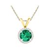Image 1 : 10k Yellow Gold Womens Lab-Created Emerald Solitaire &