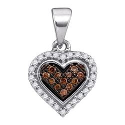 14K White-gold 0.13CTW COGNAC DIAMOND MICRO-PAVE PENDAN