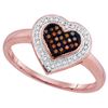 Image 1 : 10KT Rose Gold 0.15CTW DIAMOND MICRO-PAVE HEART RING