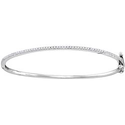 Sterling Silver Womens Round Diamond Single Row Bangle