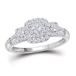 10kt White Gold Womens Round Diamond Cluster Bridal Wed