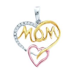 925 Sterling Silver White 0.07CTW DIAMOND "MOM" PENDANT