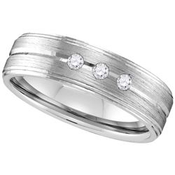 10k White Gold Mens Natural Round Diamond Brushed Weddi