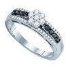 Image 1 : 10K White-gold 0.48CTW BLACK DIAMOND FLOWER RING