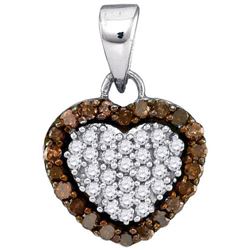 10KT White Gold 0.33CTW COGNAC DIAMOND MICRO-PAVE PENDA
