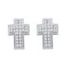 Image 1 : 10KT White Gold 0.15CTW DIAMOND CROSS EARRINGS