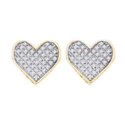 925 Sterling Silver Yellow 0.25CTW DIAMOND HEART EARRIN