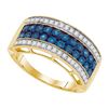 Image 1 : 10KT Yellow Gold 0.45CTW BLUE DIAMOND MICRO-PAVE RING