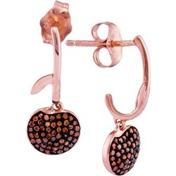 10KT Rose Gold 0.25CTW RED DIAMOND MICRO-PAVE EARRING