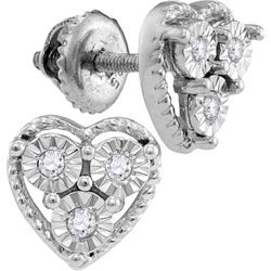 Sterling Silver Womens Round Diamond Heart Frame Screwb