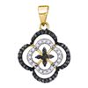 Image 1 : 10K Yellow-gold 0.25CTW BLACK DIAMOND MICRO-PAVE PENDAN