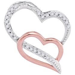 10KT White Gold Two Tone 0.08CTW-Diamond HERT PENDANT
