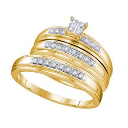 10KT Yellow Gold 0.20CTW DIAMOND CLUSTER TRIO SET