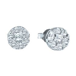 14KT White Gold 0.25CTW DIAMOND FLOWER EARRING