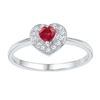 Image 1 : 10kt White Gold Womens Round Lab-Created Ruby Heart Dia