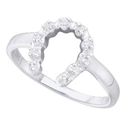 14KT White Gold 0.05CT DIAMOND HORSE SHOE RING