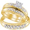 Image 1 : 10kt Yellow Gold His & Hers Round Diamond Solitaire Mat