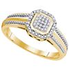 Image 1 : 10K Yellow-gold 0.10CTW-Diamond MICRO-PAVE RING