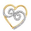 10kt Yellow Gold Womens Round Diamond Curled Heart Pend