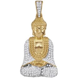 10kt Yellow Gold Mens Round Diamond Gautama Buddha Char