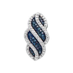 10kt White Gold Womens Round Blue Colored Diamond Strip