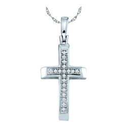 925 Sterling Silver White 0.05CTW DIAMOND CROSS PENDANT