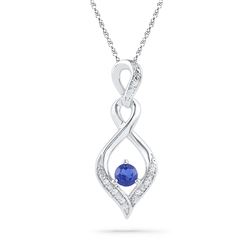 10kt White Gold Womens Round Lab-Created Blue Sapphire