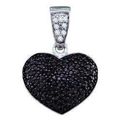 10KT White Gold 0.55CTW DIAMOND HEART PENDANT