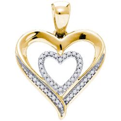 925 Sterling Silver Yellow 0.10CTW DIAMOND HEART PENDAN