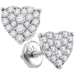 10kt White Gold Womens Round Natural Diamond Heart Love