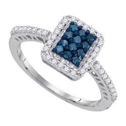 10KT White Gold 0.45CTW BLUE DIAMOND FASHION RING