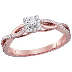 10kt Rose Gold Womens Round Diamond Solitaire Twist Bri