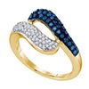 Image 1 : 10K Yellow-gold 0.50CT BLUE DIAMOND FASHION RING