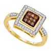 Image 1 : 10KT Yellow Gold 0.25CTW COGNAC DIAMOND MICRO-PAVE RING