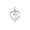 Image 1 : Sterling Silver Womens Round Diamond Heart & Cross Two-