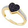 Image 1 : 10K Yellow-gold 0.34CTW BLACK DIAMOND HEART RING