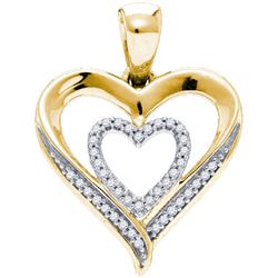 925 Sterling Silver Yellow 0.10CTW DIAMOND HEART PENDAN