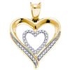 Image 1 : 925 Sterling Silver Yellow 0.10CTW DIAMOND HEART PENDAN