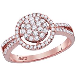 10kt Rose Gold Womens Round Diamond Concentric Circle C